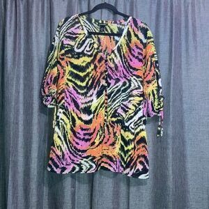 Lane Bryant Yellow and Black Animal Print Top